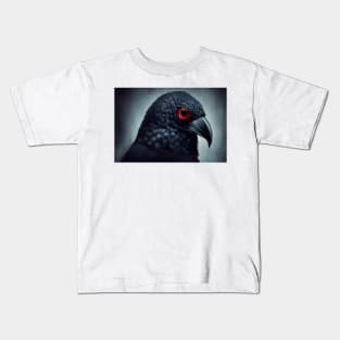 İnfected crow , red eyed crow , crows at Halloween design Kids T-Shirt